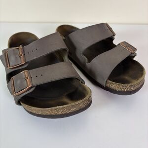 Birkenstock Arizona Sandals Size 39 Regular Brown Leather Soft Footbed Trashed